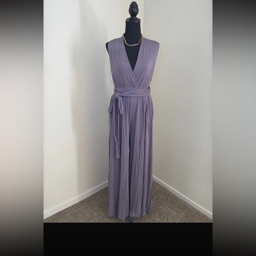 Free People Lavender Sleeveless Wrap Jumpsuit